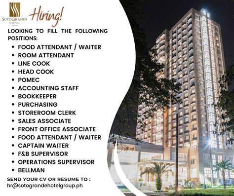 hiring hotels in davao city 2019|Hotel Work, Jobs in Davao City .
